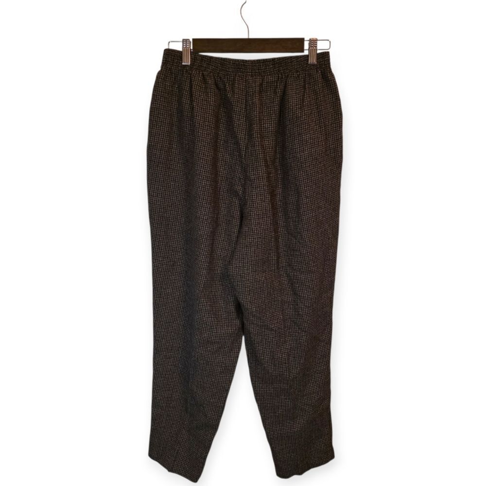 Dressbarn Woman 14WP Brown Houndstooth Pull On Ankle Pants Petite